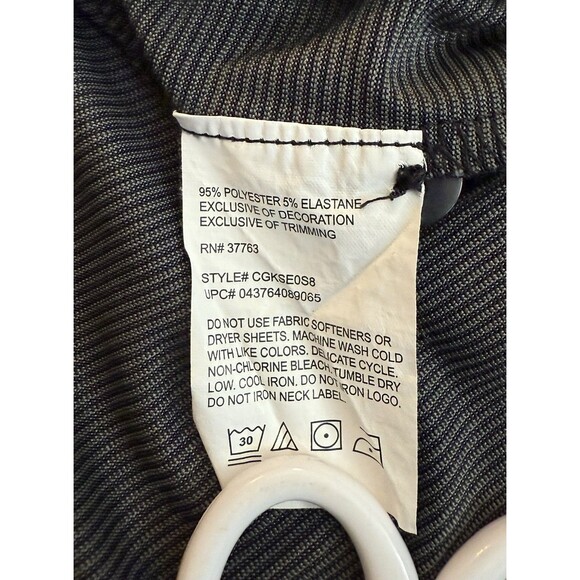 Callaway Polo Shirt Mens Large Gray Black Striped Performance Golf Polyester - Picture 9 of 12